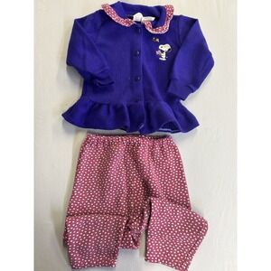 Vintage 1990s Peanuts Snoopy Woodstock Fleece 2 Pc Outfit Toddler 24 Months